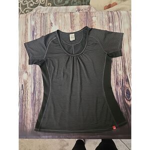 The North Face Vapor Wick Athletic‎ Scoop Neck Shirt Women MED Black/Gray Stripe